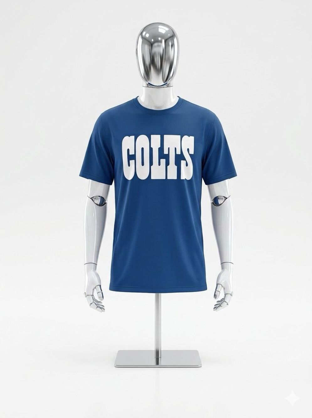 NFL Indianapolis Colts Tee Shirt Blue White Oversized Logo Front Game Day L NEW